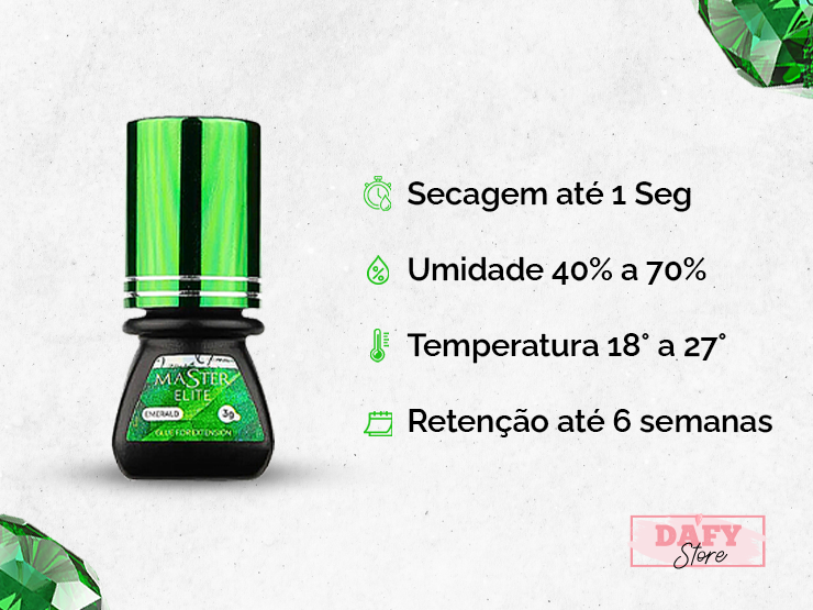 Cola Adesivo Para Extensão De Cílios Master Elite Emerald 3g – Precisa e Resistente
